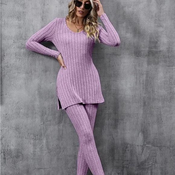 Lavender Ribbed Knit Set - Picture 6 of 7